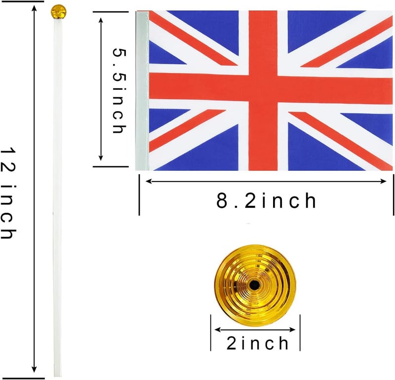 WXTWK 12 Pack United Kingdom Flag British Desk Flag Small Mini UK Table Flags With Stand Base,Home Office Festival Events Celebration Decorations - Image 2